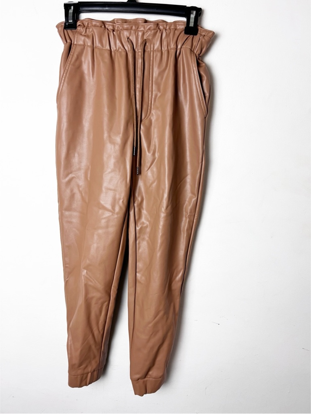 SZ XXS Abercrombie & Fitch Faux Leather Jogger Pants in Tan